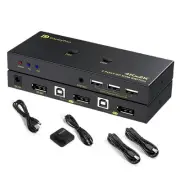 DP KVM Switch 1 Monitors 2 Computers, 2 Port Displayport KVM Switch Share USB...