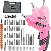 MQFORU Cordless Screwdriver, 47 in 1 Portable Cordless Drills, 3.6V Rechargeable Electric Screwdriver Kit, Dual Position Handle with USB Cable LED Light for Home Office DIY Tools