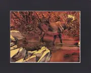 8X10" Matted Print Art Bev Doolittle Picture: Autumn Solitude, Moose