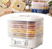 Generic Food Dehydrator Machine with 5 Trays, Digital Timer & Temperature Control, White, Blue, Rectangular, Polypropylene