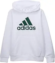 [adidas] Kids Big Logo Essentials Cotton Hoodie ECO40 White/College Green (IV7325), White/College Green (IV7325), 160
