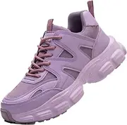 [AUXDIQ] Safety Trainers Women's Steel Toe Cap Trainers Lightweight Safety Shoes for Women Breathable Work Boots, Purple, 6