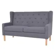 2-Seater Sofa Lounge Couch Loveseat Futon Tuffed Button Accent Chair Fabric Grey