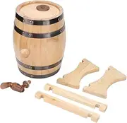 1.5L Oak Aging Barrel, Small Handcrafted Liquor Aging Barrel with Faucet and Stand,Timber Wine Barrel Dispenser with Tap Stand for Beer Whiskey Rum Port(1.5L-原色)