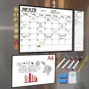 A3 Magnetic Fridge Whiteboard Dry Erase Calendar Planner Monthly Weekly Daily AU