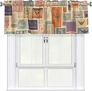 LHBWCVN Postal Stationery Valances for Windows, Rod Pocket Window Treatment Drapes Farmhouse Kitchen Curtains Short Blackout Window Curtains for Living Room Bedroom Decor 54x18 Inch