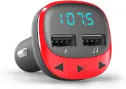 Energy Car FM Transmitter for Vehicles (Microsd, USB Charging, USB MP3) Red