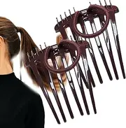 2Pcs Bandette Comb, Bandette Comb With Elastic Band, Ponytail Bump It UP Volume Inserts Combs, Fluffy Hair Comb Hair Styling Tool with Elastic Rubber Band