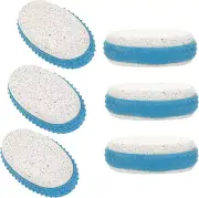 Natural Lava Pumice Stone Exfoliating Stone with Rubber Grip, 6-Pack (Blue)
