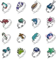 LiHan1028 Adjustable Size Mixed Mood Rings Classic Temperature Change Color Mood Ring for Christmas Halloween Party Favors(16pcs), Metal, No Gemstone