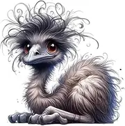 Cute Emu Png Clipart 10 Fluffy Emu With Messy Hair Whimsical Farm Animal Illustration