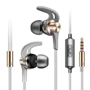 J02 Metal Sport Running Noise-cancelling Earphone Headphone with Mic for Mobile Phone Xiaomi GOLD COLOR