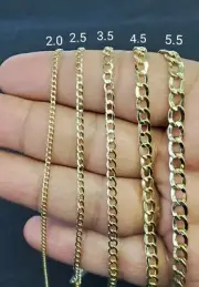 10K Real Gold Hollow Cuban Curb Link Bracelet and Anklet