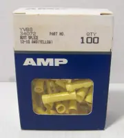 100Pcs AMP 12-10 Gauge Insulated Butt Wire Connectors Crimp Splice Yellow