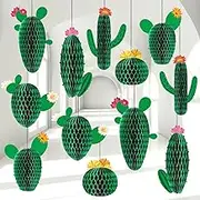 12PCS Cactus Honeycomb Balls Centerpieces for Tables Hanging Pendants Mexican Cactus Party Decorations Supplies for Fiesta Cinco De Mayo Mexican Theme Party Classroom Birthday Baby Shower Favor