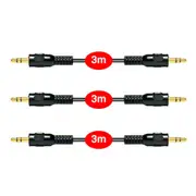 3pc Sansai 3m Stereo AUX/Cable Audio 3.5mm Male to Male/Auxiliary Cord/Extension