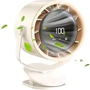 Misaakoeq High Speed Clip Fan,Digital Display 100 Speeds 6-Inch Adjustable Cooling Fan Personal Quiet For Workplace,Rechargeable 4000mAh Charging Turbine Air Blower For Travel,Bookshelf,Stroller
