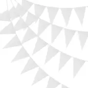 60 Pcs Pennant Banners Flags 100ft String Hanging Triangle Bunting White