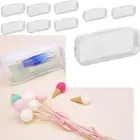 10 Pcs PVC Clear Pencil Case White Clear Zipper Pencil Case Office
