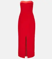 [Safiyaa] Safiyaa Sydney satin-trimmed midi dress AU 14 red