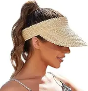 [EW East Water] Visors for Women, Sun Visors for Women Straw Hats for Women Handmade Sun Hat Womens Packable Beach Hats for Women