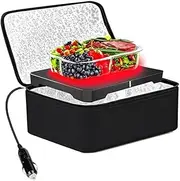 80W Portable Oven Food Warmer, 12V/24V, Electric Heated Lunch Box, Personal Microwave for Reheating Cooking Meals in Car, Truck, Office, Worksite, Camping, Potlucks