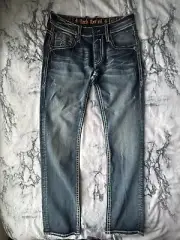 Rock Revival Kyle Alt Straight Blue Denim Jeans Mens 32x34