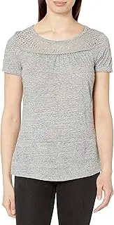 [Hanes] Womens Short Sleeve Peasant Lace Tee