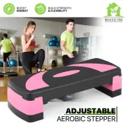 31"Exercise Aerobic Step Platform Gym Adjustable Fitness Stepper w/3 Risers Pink