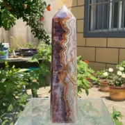 925g Natural Rare Amethyst Lace Agate Tower Quartz Crystal Reiki Healing