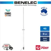 Benelec 8'' Cellular 4G 3dB Marine Deck Mount Antenna, White - 02463A
