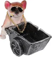 Cute Dog Cart Ashtray Holder Decorative Ash Tray for Home and Office Adorable Dog with Glasses Unique Smoking Accessory for Desktop Decor