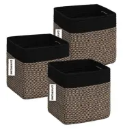 12'' Foldable Storage Cube Bins Fabric 3 Pack Tan Brown Black Heavy Duty