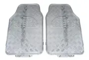 2x Rubber Floor Mats Rubber Mats Car Mat for Front Chrome Checker Plate Look (for: Renault)