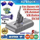 9500mAh Sony Cell Battery For Dyson V8 SV10 Absolute Animal Cordless & 2x Filter