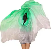 [CekoCk] Sequin Skirt，Belly Dancer Skirt, Dance Ribbons,Silk Fans,Women Belly Dance Silk Veils Handmade Gradual Color Veils Plus Sizes Dance Practice Silk Veil (Color : Sk031)