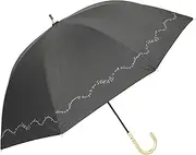 [ベーシックスタンダード] Long Umbrella, Parasol, Sun or Rain, Women's, Hand Opening, Lightweight, Mini, Cute, Hem Pattern, Ribs, 18.5 inches (47 cm), Inner Coating, 99.9% UV Reduction, First Class Light Blocking, UPF50+, Heat