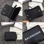 BALENCIAGA 巴黎世家 黑色基本款 牛皮小零錢包 皮夾 六卡對開短夾