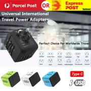 3.4A International Universal Travel Adapter 3 USB &Type-C Converter Plug Power