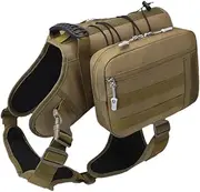 Dog Backpack Adjustable Strap Multifunction Lightweight with Side Bags Dog Pack, Khaki