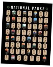 National Park Scratch Off - All 63 Parks - 16" x 20" in Standard Size multi