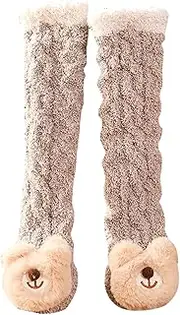 [Generic] Stockings Opaque Baby Stockings Autumn and Winter Cute Cartoon Animal Fruit Comfort Thickened Coral Velvet Socks Stocking Holder Snowmen (F, One Size)