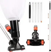 Viiotu Portable Pool Vacuum for Above Ground Pools - Non-Electric, Water Pressure-Driven Cleaner with Telescopic Pole, Leaf Suction Head & Filter Bag