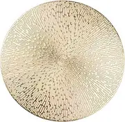 Snowkingdom Round Placemats Gold Metallic Set of 6 Vinyl Hollow Placemats 15'', Washable Easy Clean Wipeable Non-Slip Stain Heat Resistant Dinning Table Place Mats for Wedding Party Decoration by