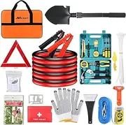 Nilight Car Emergency Kit with Jumper Cable Repair Tool Sets and Foldable Shovel,Roadside Safety Assistance Essential Tools for Travel Camping Outdoor Cars Truck SUV RV