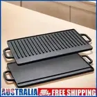 # Grill Pan Double Sided Cast Iron for Steaks Broil Bread Eggs Pancakes Vegetabl
