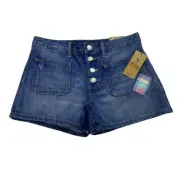 Polo Ralph Lauren Girls Patchwork Cotton Blue Denim Shorts Multi Patch Sz 14 NWT