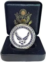 USAF Air Force Medals Coin with Gift Box, Fretwork Air Force Veteran Challenge Coin