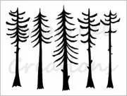 Trees In The Forest Stencil Silhouette Woods 8.5" x 11" Reusable Sheet S655