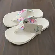 New With Box Chaco Women's Chillos Flip Flop Sandal White W/ Tie Dye Upper Sz 7